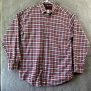 TWENTYX 20X Shirt Men's  Button Up Long Sleeve Brown Red Plaid Size L/G/G